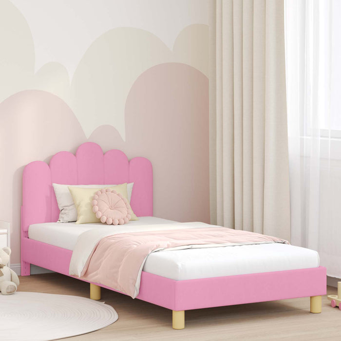 Cadru de pat pentru copii cu spătar Roz 90 x 200 cm țesătură - WALTI WALTI
