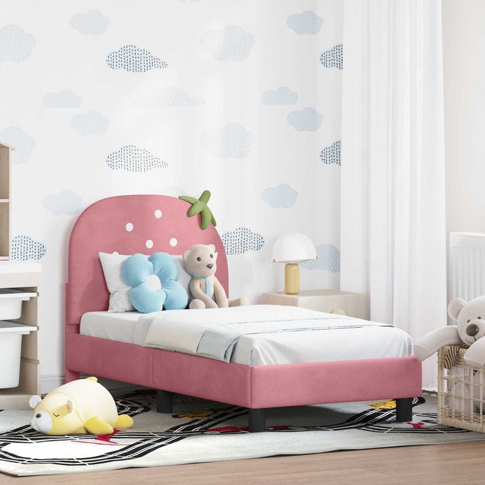 Cadru de pat pentru copii cu spătar Roz 70 x 140 cm Catifea - WALTI WALTI