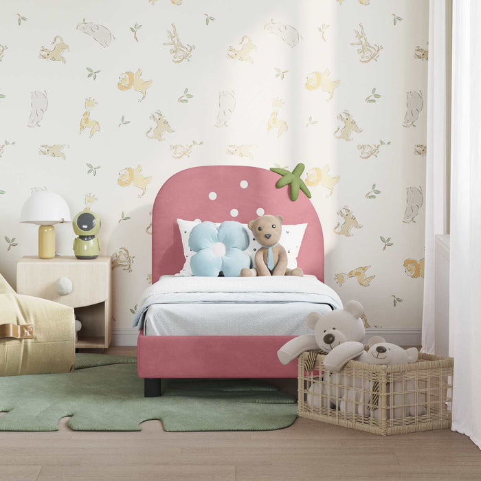 Cadru de pat pentru copii cu spătar Roz 70 x 140 cm Catifea - WALTI WALTI