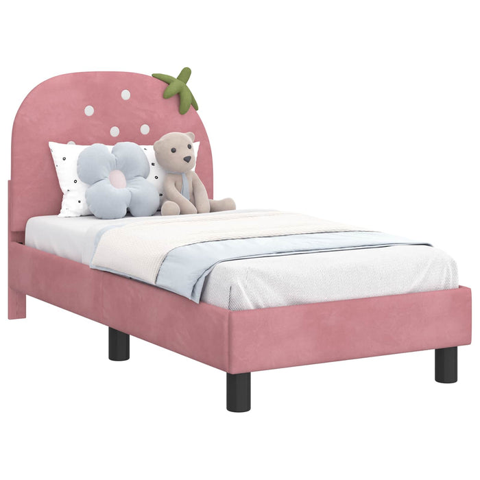 Cadru de pat pentru copii cu spătar Roz 70 x 140 cm Catifea - WALTI WALTI