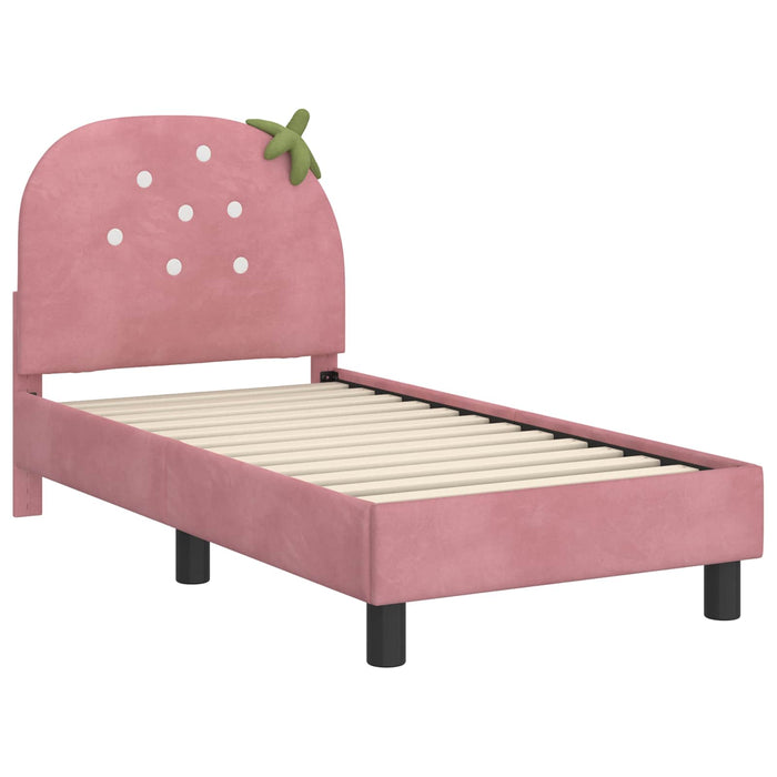 Cadru de pat pentru copii cu spătar Roz 70 x 140 cm Catifea - WALTI WALTI