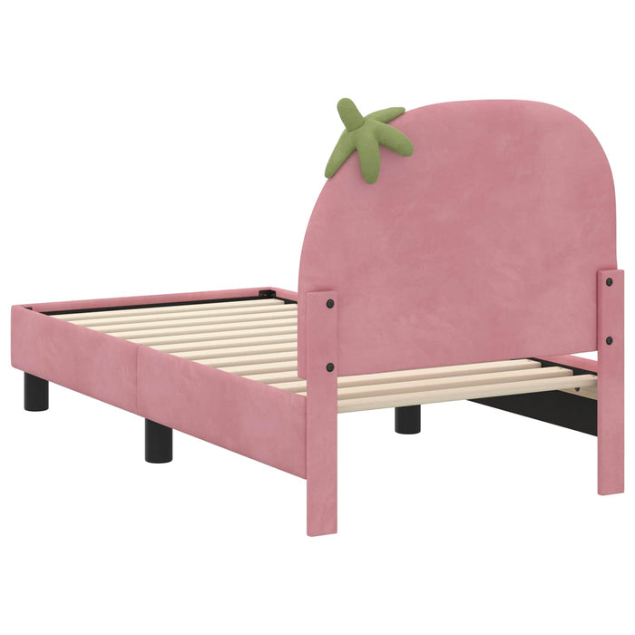 Cadru de pat pentru copii cu spătar Roz 70 x 140 cm Catifea - WALTI WALTI
