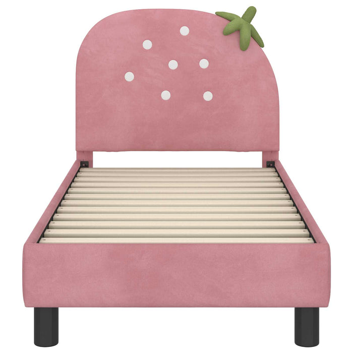 Cadru de pat pentru copii cu spătar Roz 70 x 140 cm Catifea - WALTI WALTI