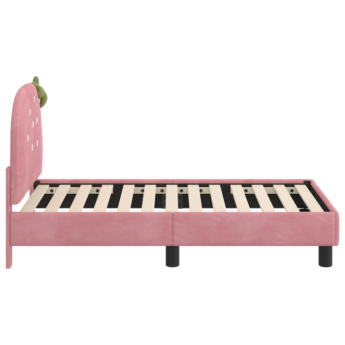 Cadru de pat pentru copii cu spătar Roz 70 x 140 cm Catifea - WALTI WALTI