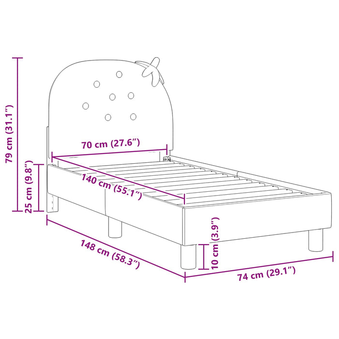 Cadru de pat pentru copii cu spătar Roz 70 x 140 cm Catifea - WALTI WALTI