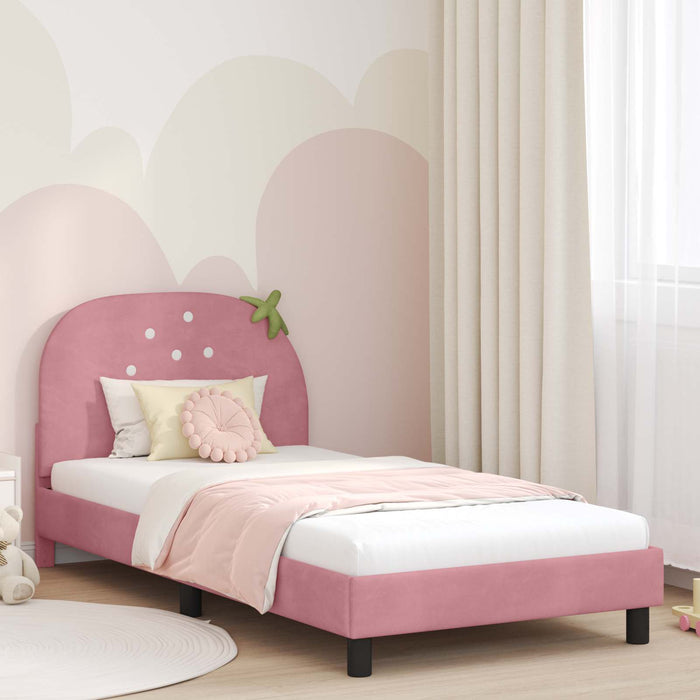 Cadru de pat pentru copii cu spătar Roz 80 x 200 cm Catifea - WALTI WALTI