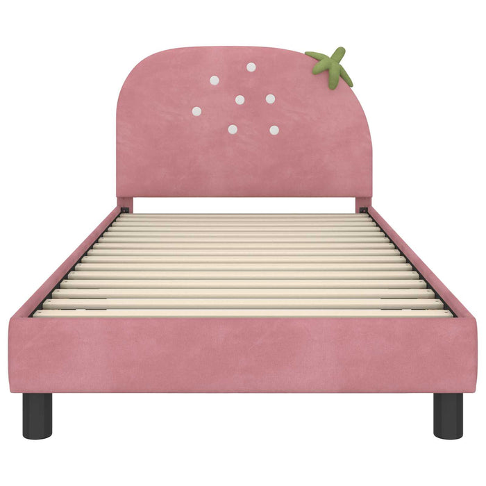 Cadru de pat pentru copii cu spătar Roz 80 x 200 cm Catifea - WALTI WALTI