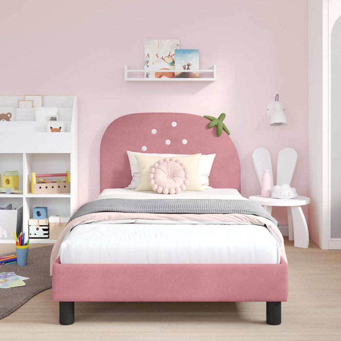 Cadru de pat pentru copii cu spătar Roz 90 x 190 cm Catifea - WALTI WALTI