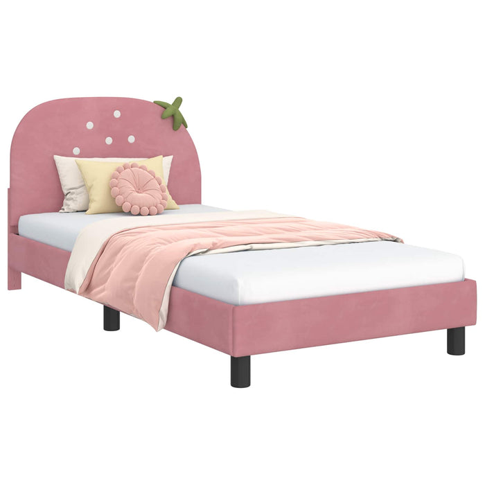 Cadru de pat pentru copii cu spătar Roz 90 x 200 cm Catifea - WALTI WALTI