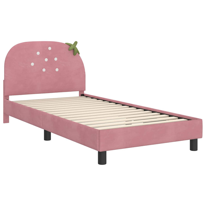 Cadru de pat pentru copii cu spătar Roz 90 x 200 cm Catifea - WALTI WALTI