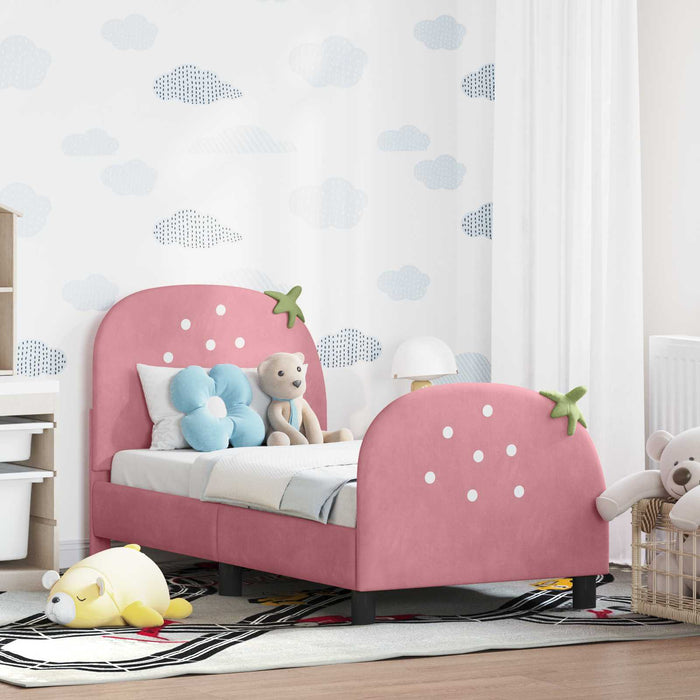 Cadru de pat pentru copii cu spătar Roz 70 x 140 cm Catifea - WALTI WALTI