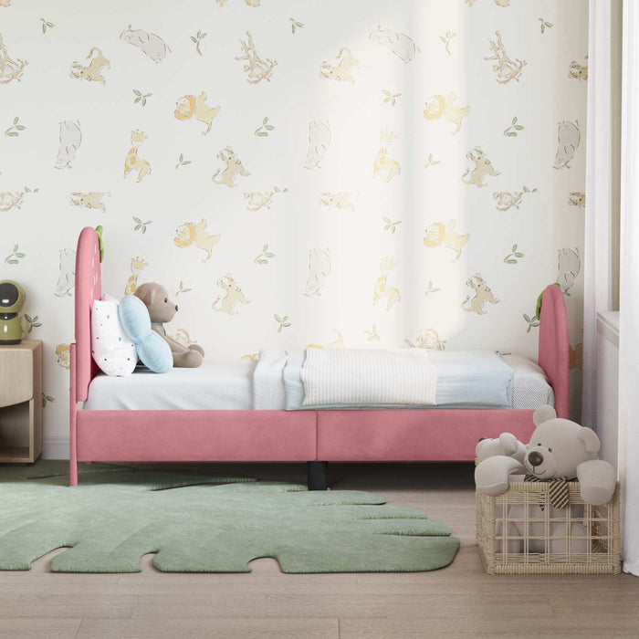 Cadru de pat pentru copii cu spătar Roz 70 x 140 cm Catifea - WALTI WALTI