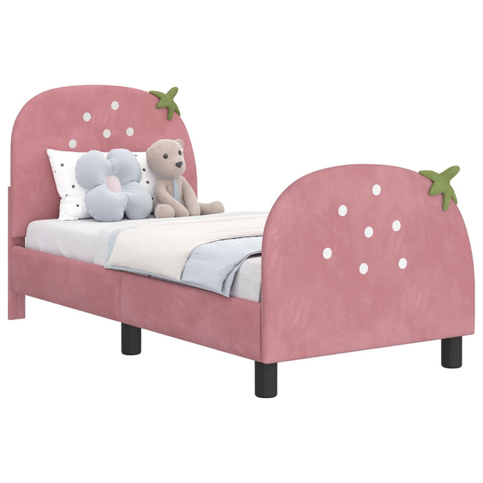 Cadru de pat pentru copii cu spătar Roz 70 x 140 cm Catifea - WALTI WALTI