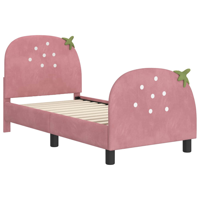 Cadru de pat pentru copii cu spătar Roz 70 x 140 cm Catifea - WALTI WALTI