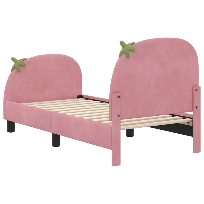 Cadru de pat pentru copii cu spătar Roz 70 x 140 cm Catifea - WALTI WALTI