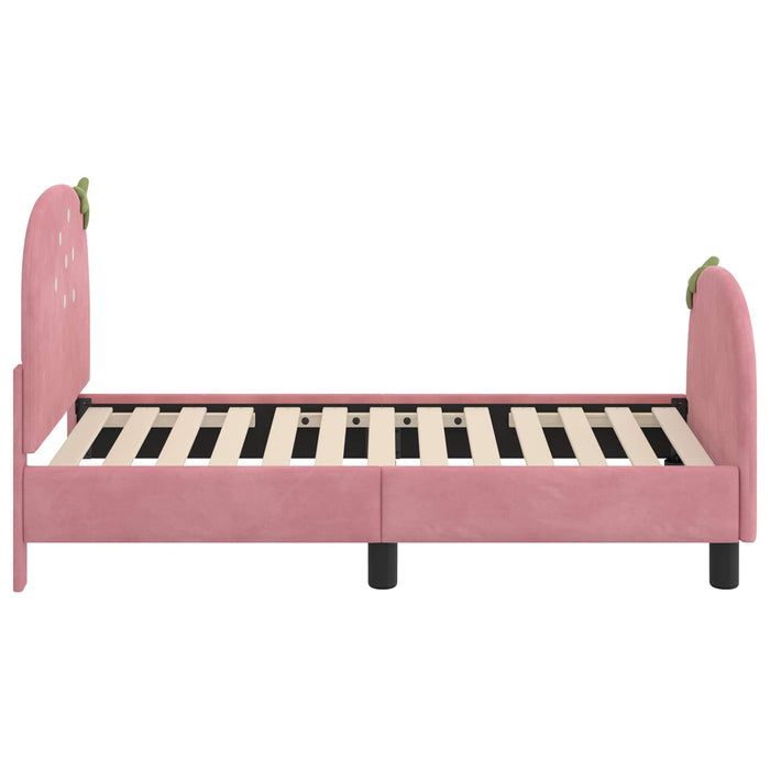 Cadru de pat pentru copii cu spătar Roz 70 x 140 cm Catifea - WALTI WALTI