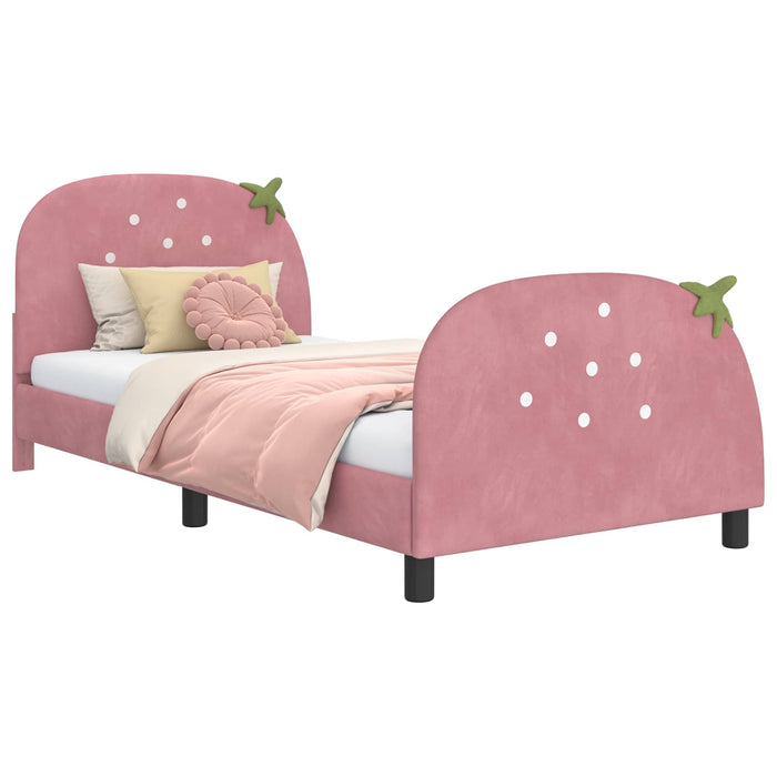 Cadru de pat pentru copii cu spătar Roz 80 x 200 cm Catifea - WALTI WALTI