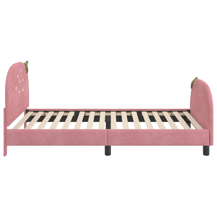 Cadru de pat pentru copii cu spătar Roz 80 x 200 cm Catifea - WALTI WALTI