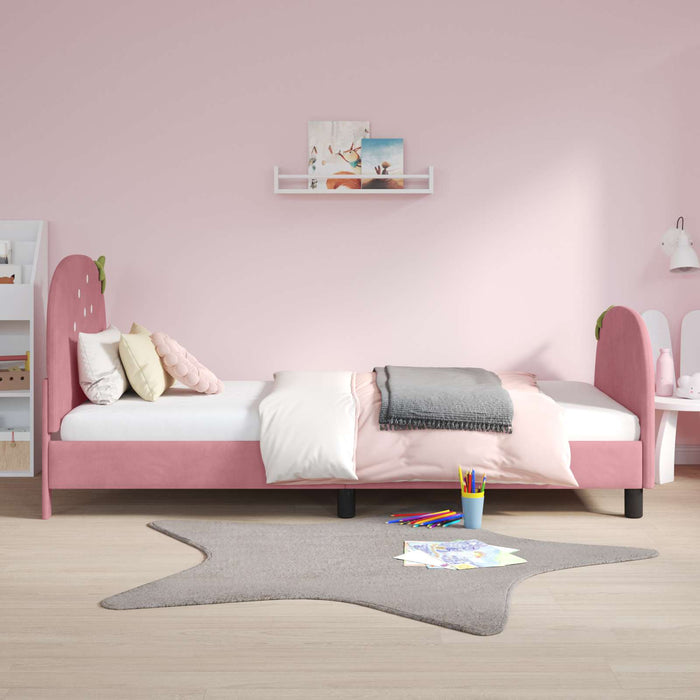 Cadru de pat pentru copii cu spătar Roz 90 x 190 cm Catifea - WALTI WALTI