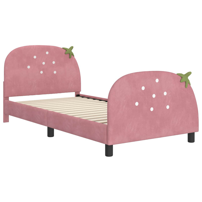 Cadru de pat pentru copii cu spătar Roz 90 x 190 cm Catifea - WALTI WALTI