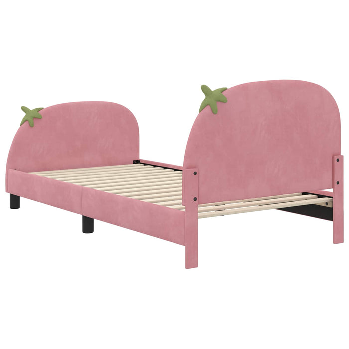 Cadru de pat pentru copii cu spătar Roz 90 x 200 cm Catifea - WALTI WALTI