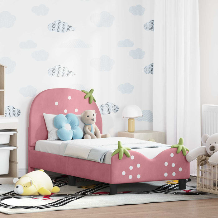 Cadru de pat pentru copii cu spătar Roz 70 x 140 cm Catifea - WALTI WALTI