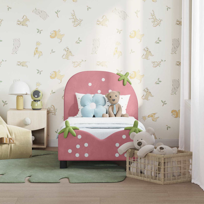Cadru de pat pentru copii cu spătar Roz 70 x 140 cm Catifea - WALTI WALTI