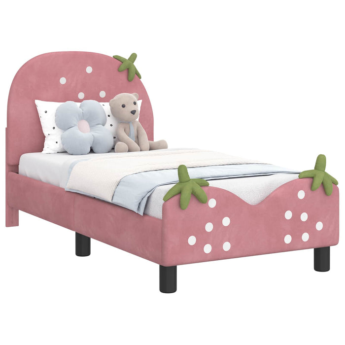 Cadru de pat pentru copii cu spătar Roz 70 x 140 cm Catifea - WALTI WALTI