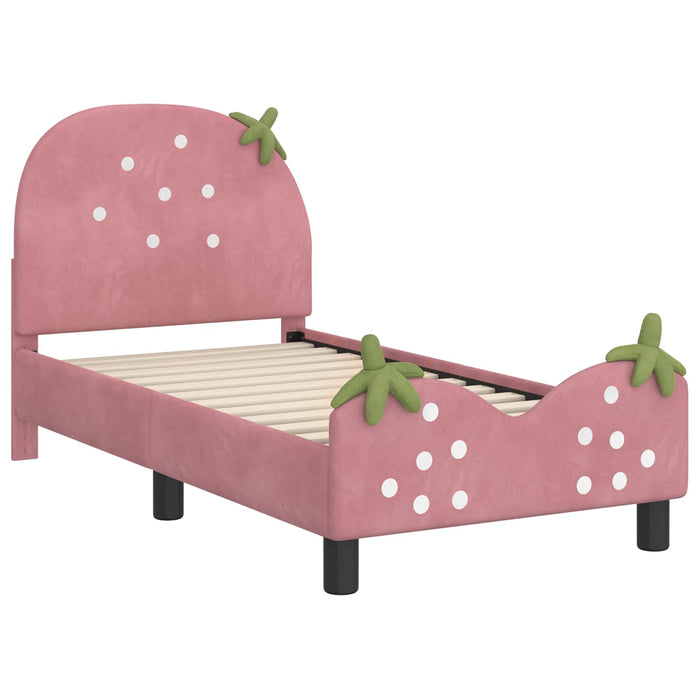 Cadru de pat pentru copii cu spătar Roz 70 x 140 cm Catifea - WALTI WALTI