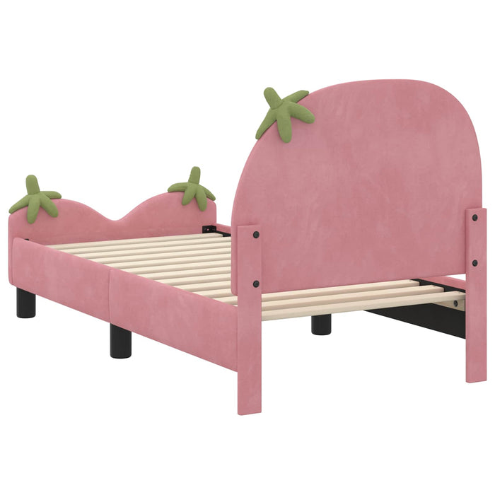 Cadru de pat pentru copii cu spătar Roz 70 x 140 cm Catifea - WALTI WALTI