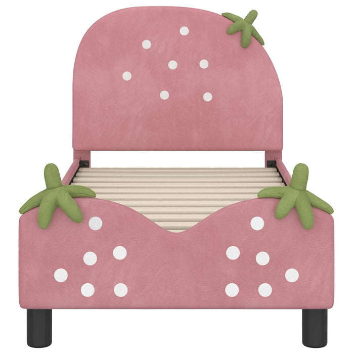 Cadru de pat pentru copii cu spătar Roz 70 x 140 cm Catifea - WALTI WALTI