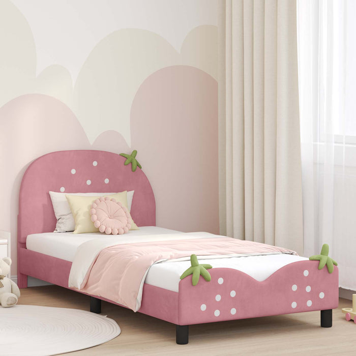 Cadru de pat pentru copii cu spătar Roz 90 x 200 cm Catifea - WALTI WALTI