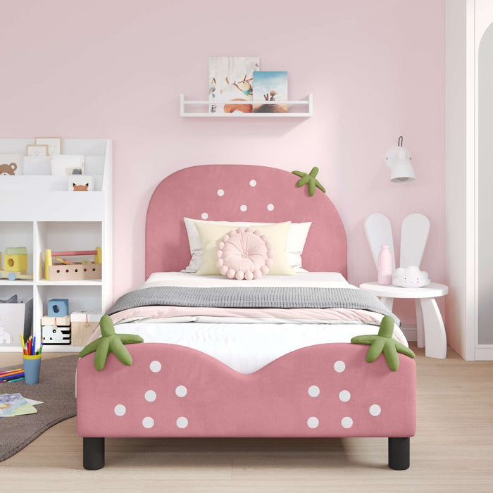Cadru de pat pentru copii cu spătar Roz 90 x 200 cm Catifea - WALTI WALTI