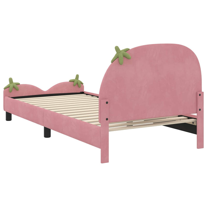 Cadru de pat pentru copii cu spătar Roz 90 x 200 cm Catifea - WALTI WALTI