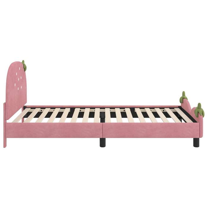 Cadru de pat pentru copii cu spătar Roz 90 x 200 cm Catifea - WALTI WALTI