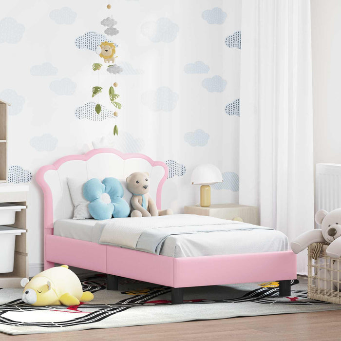Cadru de pat pentru copii cu spătar Roz 70 x 140 cm PU WALTI