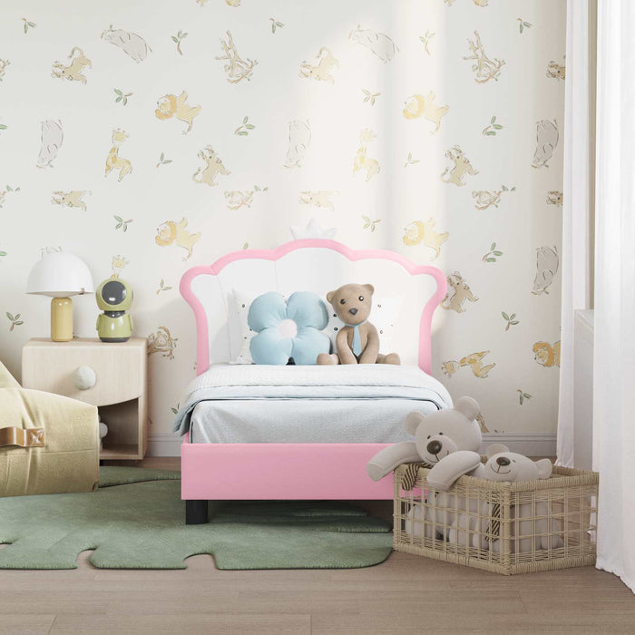 Cadru de pat pentru copii cu spătar Roz 70 x 140 cm PU WALTI