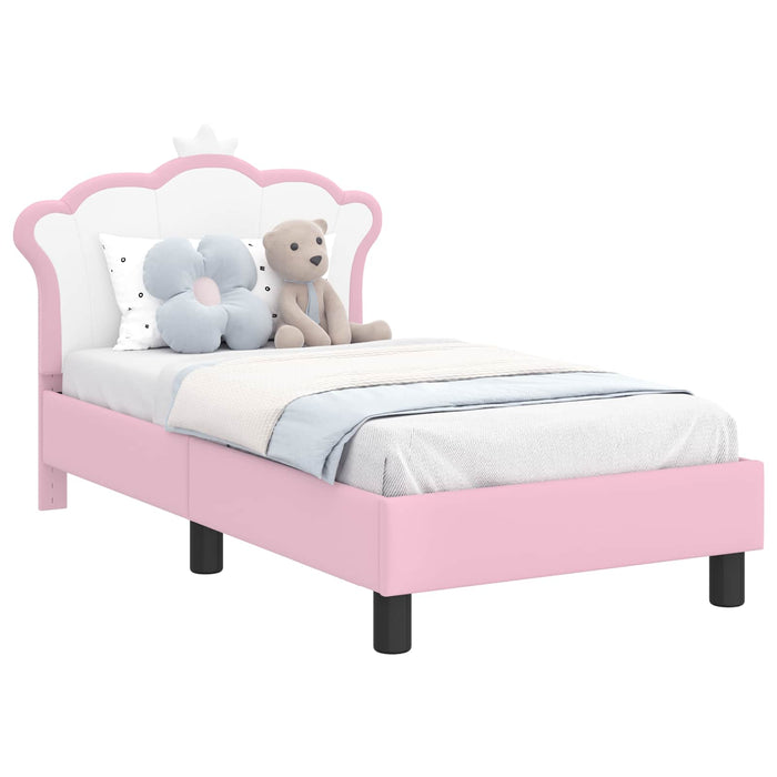 Cadru de pat pentru copii cu spătar Roz 70 x 140 cm PU WALTI