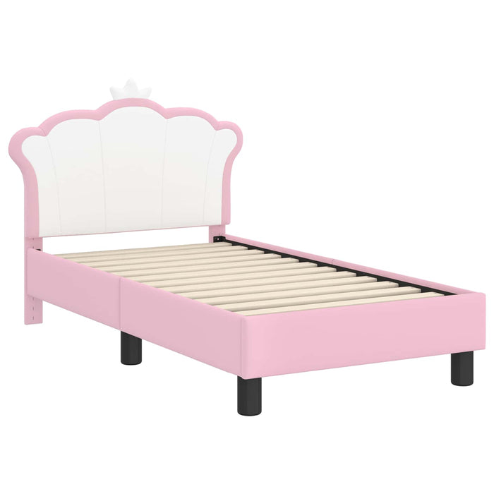 Cadru de pat pentru copii cu spătar Roz 70 x 140 cm PU WALTI