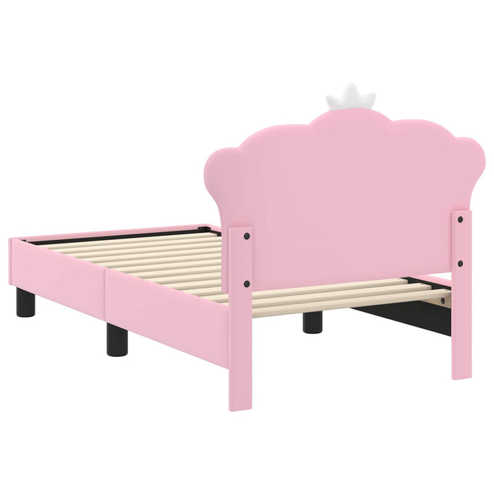 Cadru de pat pentru copii cu spătar Roz 70 x 140 cm PU WALTI
