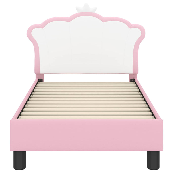 Cadru de pat pentru copii cu spătar Roz 70 x 140 cm PU WALTI