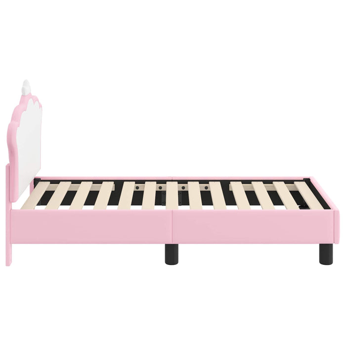 Cadru de pat pentru copii cu spătar Roz 70 x 140 cm PU WALTI