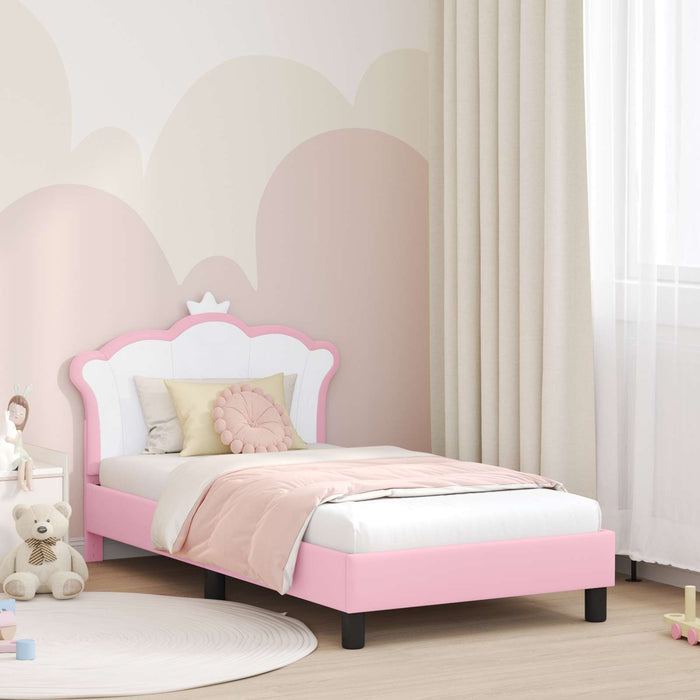 Cadru de pat pentru copii cu spătar Roz 80 x 160 cm PU WALTI