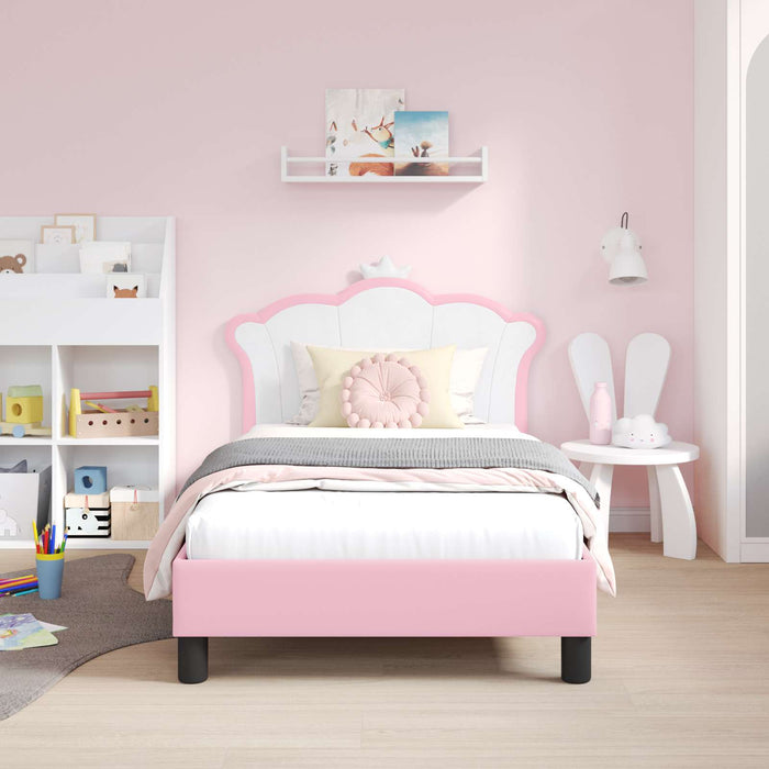 Cadru de pat pentru copii cu spătar Roz 80 x 160 cm PU WALTI