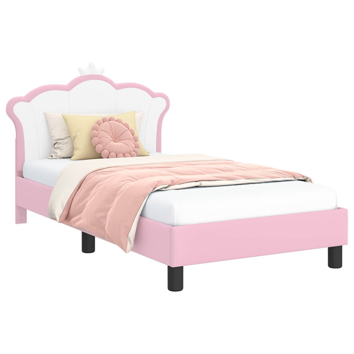 Cadru de pat pentru copii cu spătar Roz 80 x 160 cm PU WALTI