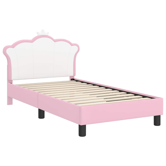 Cadru de pat pentru copii cu spătar Roz 80 x 160 cm PU WALTI