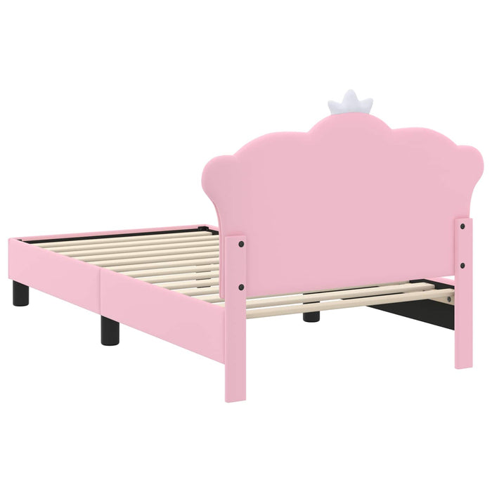 Cadru de pat pentru copii cu spătar Roz 80 x 160 cm PU WALTI