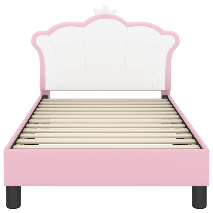 Cadru de pat pentru copii cu spătar Roz 80 x 160 cm PU WALTI