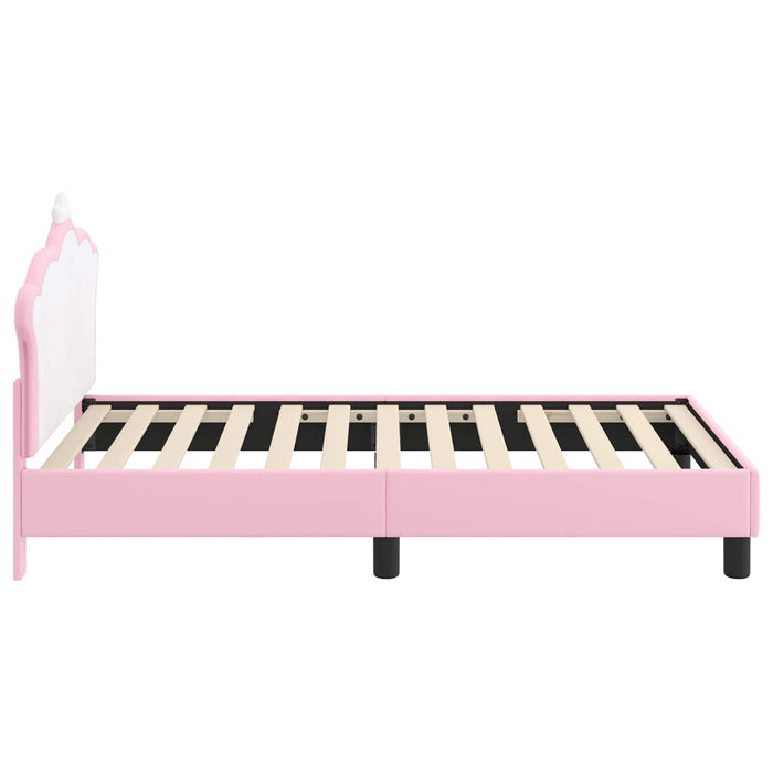 Cadru de pat pentru copii cu spătar Roz 80 x 160 cm PU WALTI