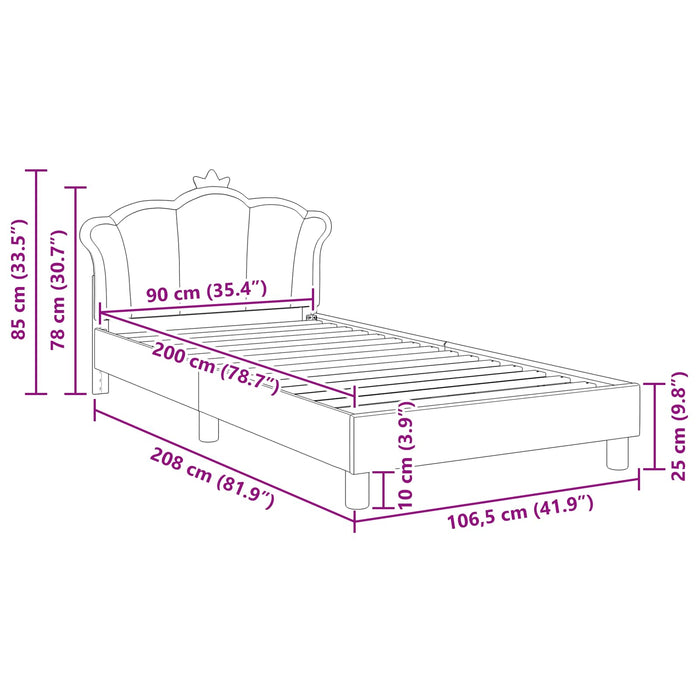 Cadru de pat pentru copii cu spătar Roz 90 x 200 cm PU - WALTI WALTI